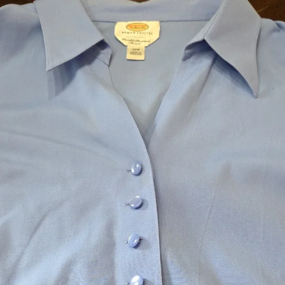 Talbots Woman Petites Blue Button-Down Shirt - Picture 4 of 4